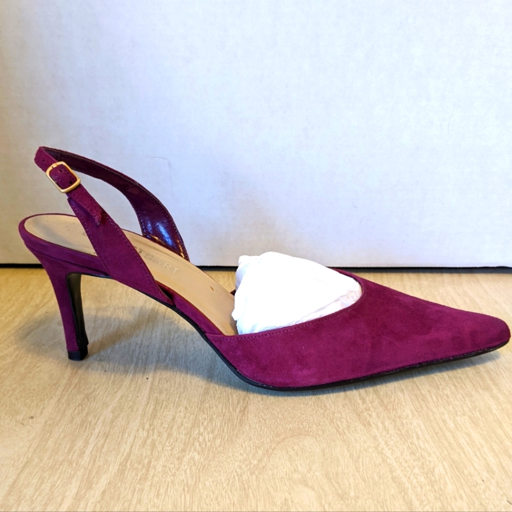 Elegant Colin Stuart Purple Berry Suede Slingback Heels Size 8